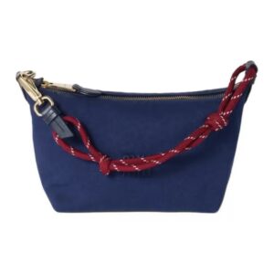 MIU MIU Embroidered Logo Cotton Mini Tote Bag – Indigo & Magenta