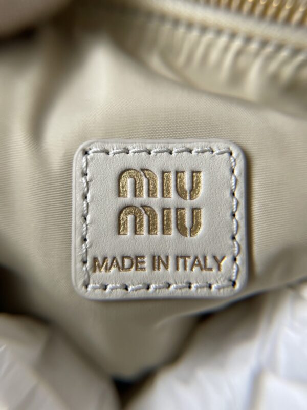 MIU MIU Embroidered Logo Cotton Mini Tote Bag – White - Image 9