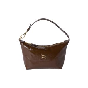 MIU MIU Naplak Lambskin Mini Handbag with Metal Logo – Mahogany