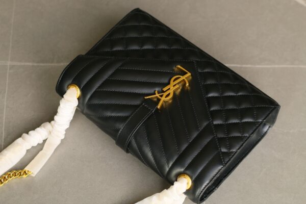 SAINT LAURENT YSL ENVELOPE Quilted Leather Chain Bag Black - Image 3