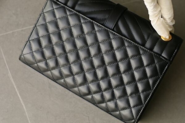 SAINT LAURENT YSL ENVELOPE Quilted Leather Chain Bag Black - Image 5