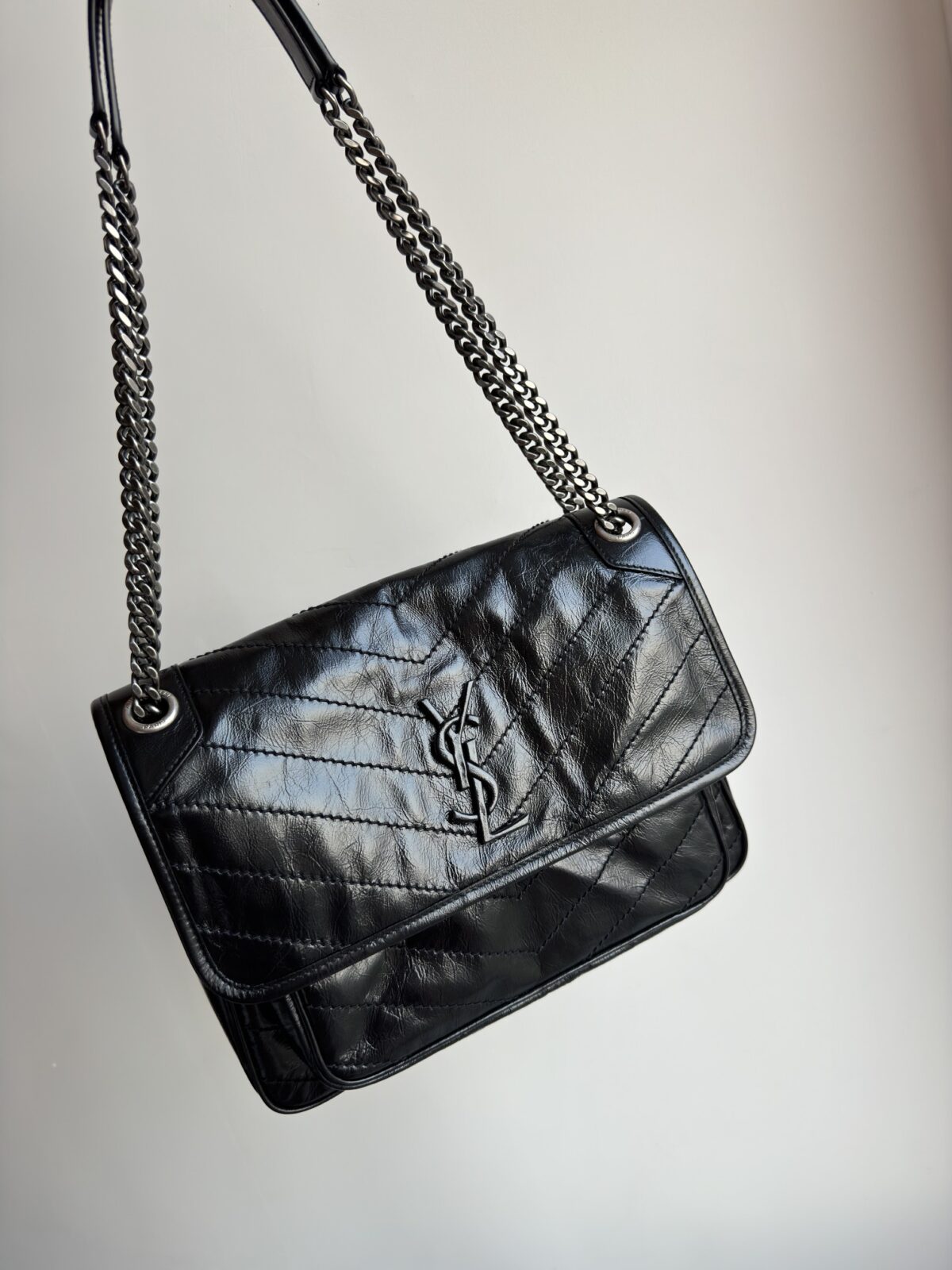 SAINT LAURENT YSL Niki Medium Calfskin Shoulder Bag Black - Image 2