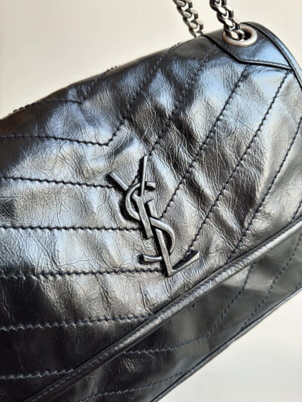 SAINT LAURENT YSL Niki Medium Calfskin Shoulder Bag Black - Image 3