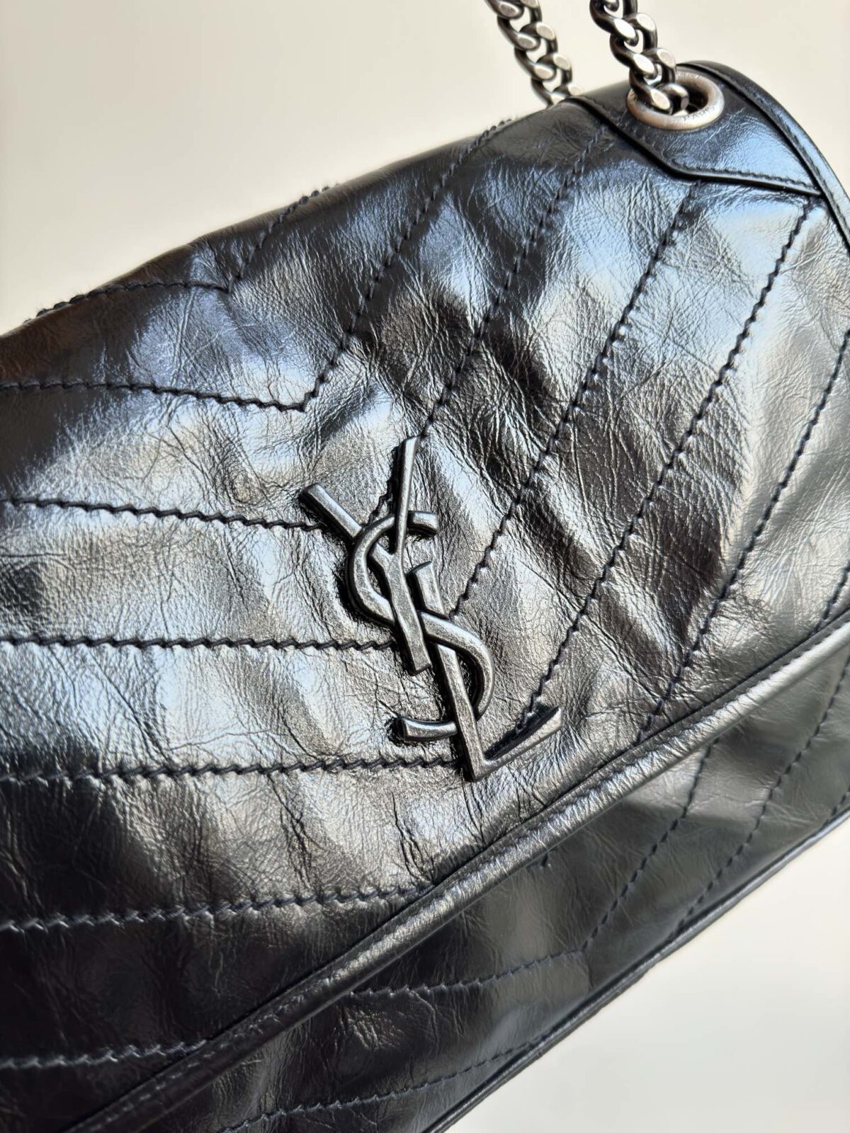 SAINT LAURENT YSL Niki Medium Calfskin Shoulder Bag Black - Image 3