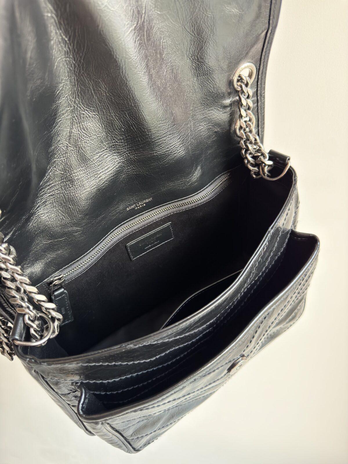 SAINT LAURENT YSL Niki Medium Calfskin Shoulder Bag Black - Image 8