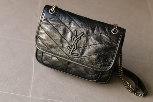 SAINT LAURENT YSL Niki Baby Calfskin Chain Bag Black - Image 2