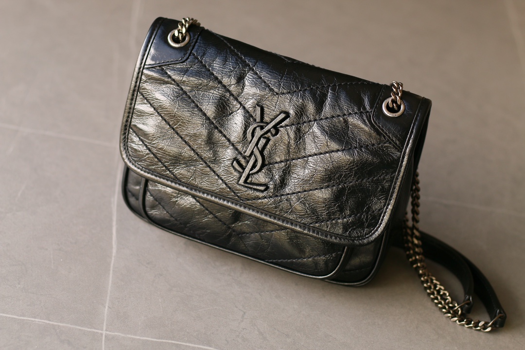SAINT LAURENT YSL Niki Baby Calfskin Chain Bag Black - Image 2