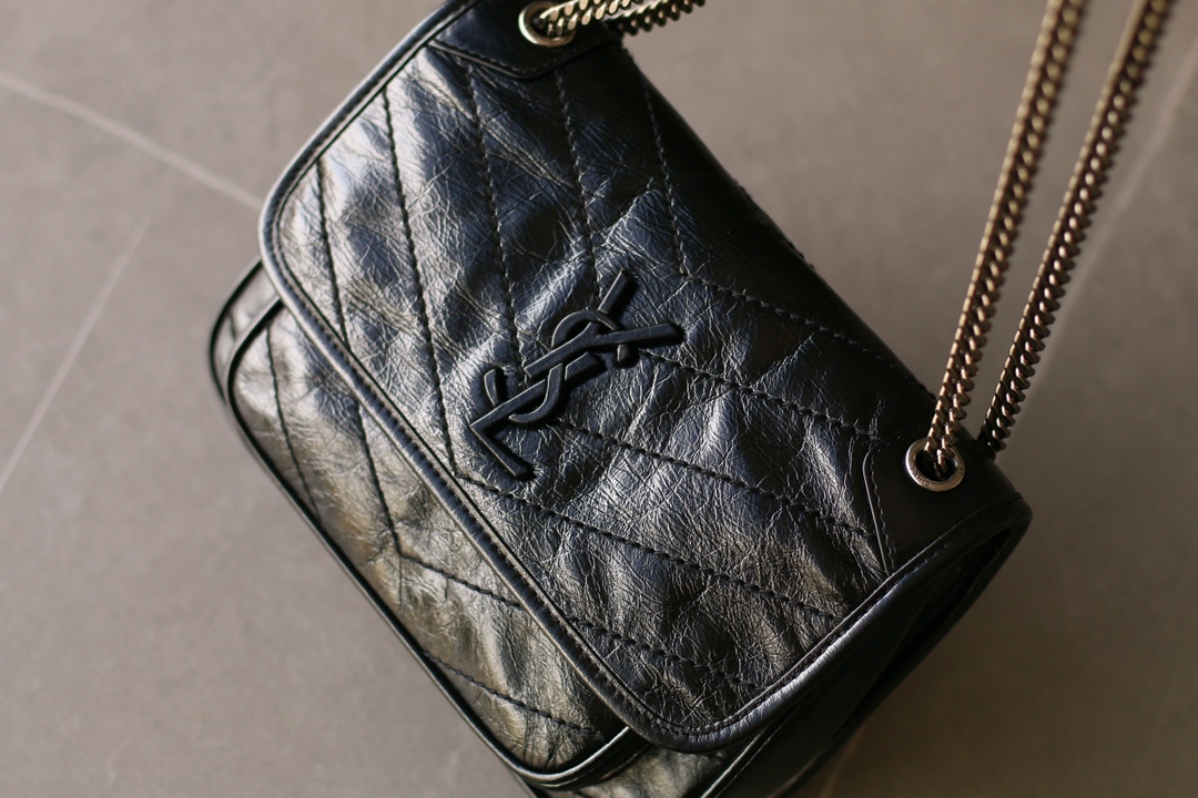 SAINT LAURENT YSL Niki Baby Calfskin Chain Bag Black - Image 3