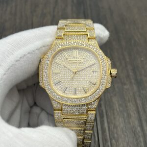 Patek Philippe Nautilus Ladies Automatic 35.2mm Full Diamond Yellow Gold