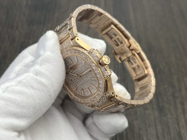 Patek Philippe Nautilus Ladies Automatic 35.2mm Full Diamond Rose Gold - Image 5