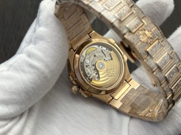 Patek Philippe Nautilus Ladies Automatic 35.2mm Full Diamond Rose Gold - Image 6