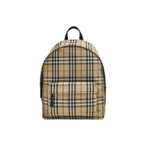 Burberry Check Print Fabric Backpack with Dual-Zip Closure – Multicolor Yellow