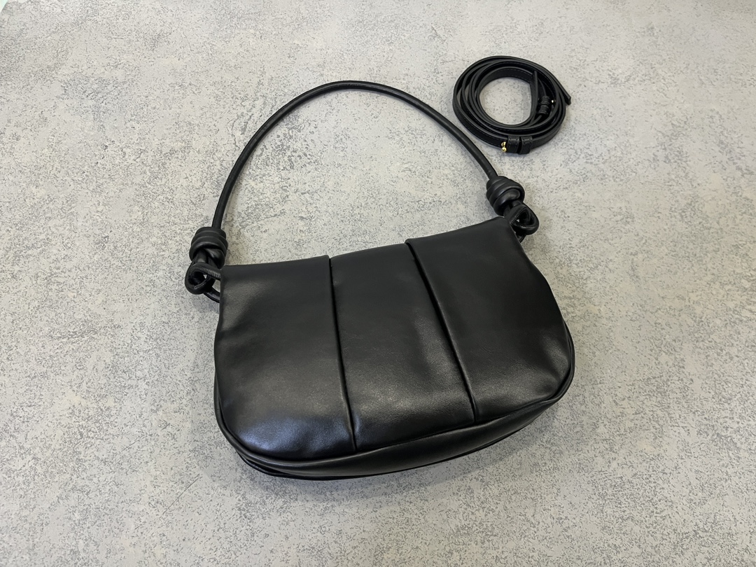 LOEWE Paseo Nappa Calfskin Shoulder Crossbody Bag with Magnetic Closure – Black - Image 3
