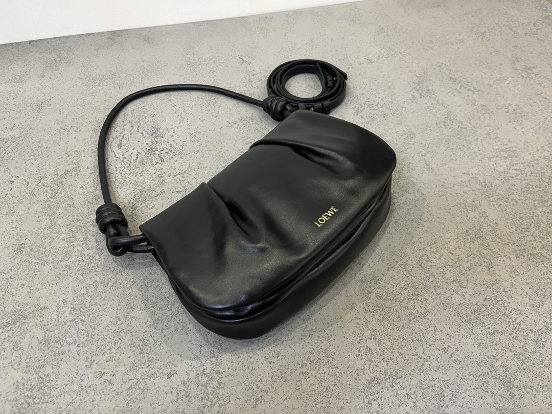 LOEWE Paseo Nappa Calfskin Shoulder Crossbody Bag with Magnetic Closure – Black - Image 6
