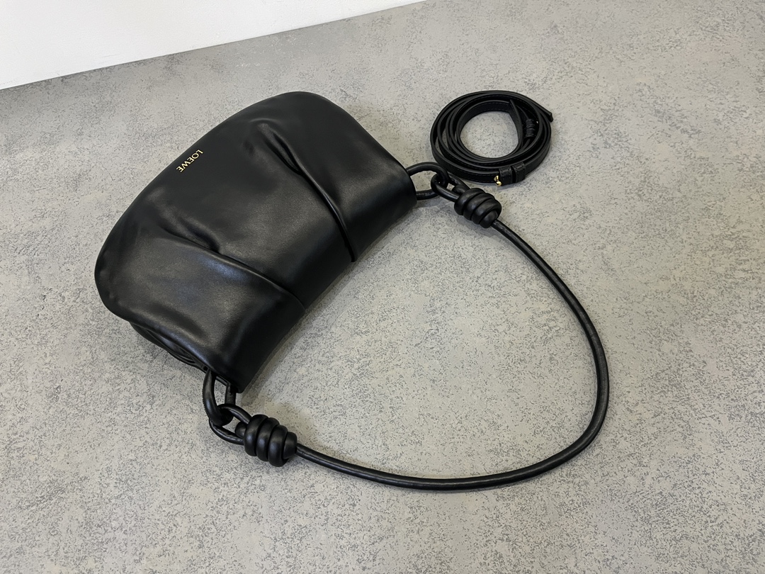 LOEWE Paseo Nappa Calfskin Shoulder Crossbody Bag with Magnetic Closure – Black - Image 8
