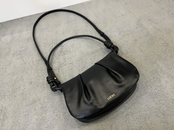 LOEWE Paseo Nappa Calfskin Shoulder Crossbody Bag with Magnetic Closure – Black - Image 9
