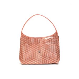 GOYARD Bohème Hobo Wide Handle Canvas & Leather Shoulder Bag – Coral Pink