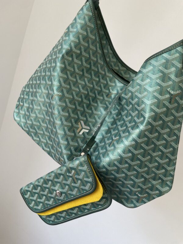 GOYARD Bohème Hobo Canvas & Calfskin Shoulder Tote – Green - Image 9