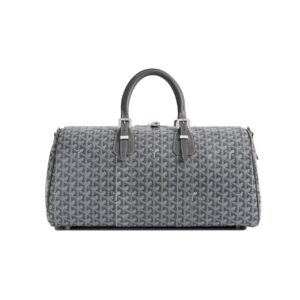 GOYARD Boston 45 Canvas & Leather Travel Bag – Gray