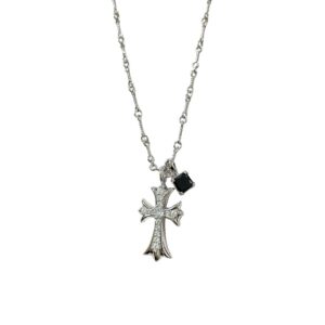 Chrome Hearts Black & White Diamond Cross Necklace
