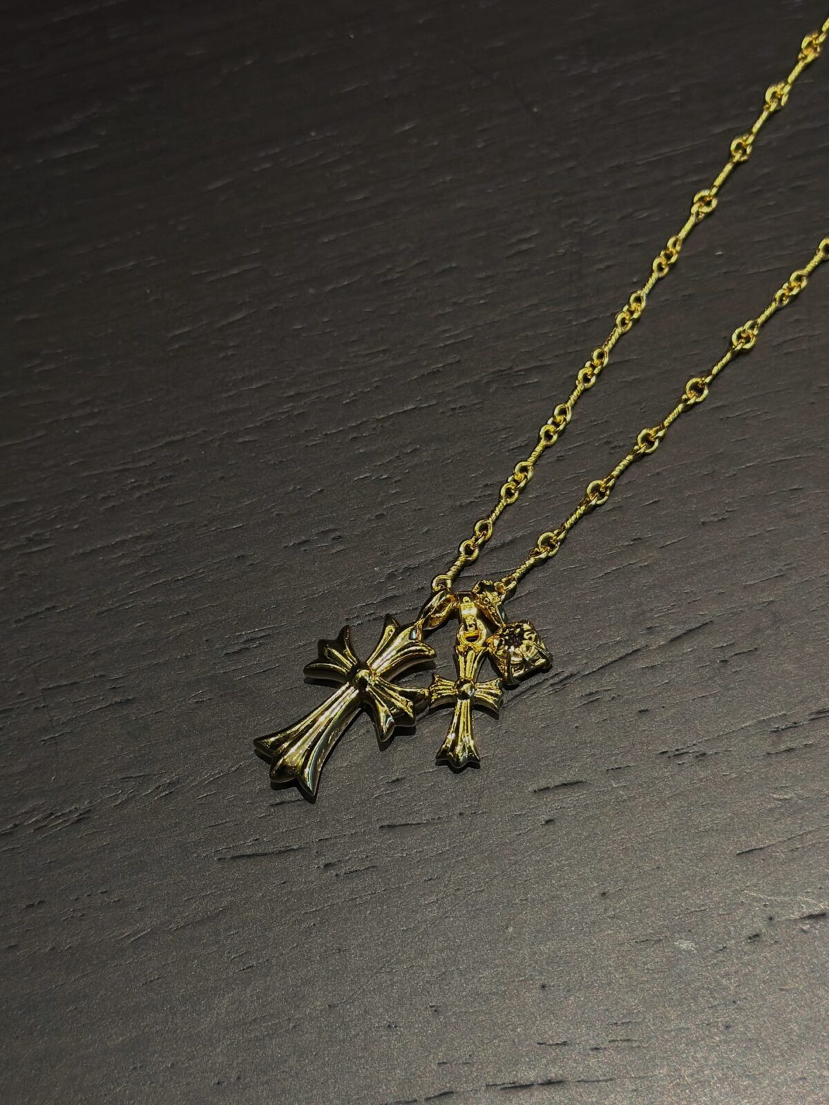 Chrome Hearts Double Cross Purple Diamond Necklace - Image 5