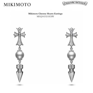 Chrome Hearts × Mikimoto Cross Bullet Tassel Earrings (Pearl Series)