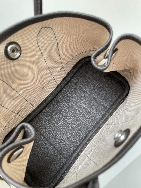 HERMES NEO Garden 23 Canvas and Leather Mini Tote Bag – Beige / Natural and Ebony Black - Image 8