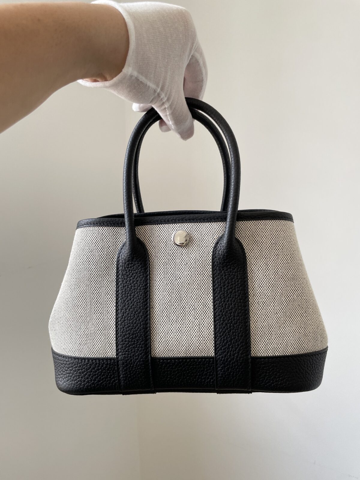 HERMES Garden Party NEO 23 Canvas and Leather Mini Tote Bag – Black/White (Panda) - Image 2