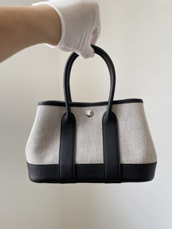 HERMES Garden Party NEO 23 Canvas and Leather Mini Tote Bag – Black/White (Panda) - Image 5
