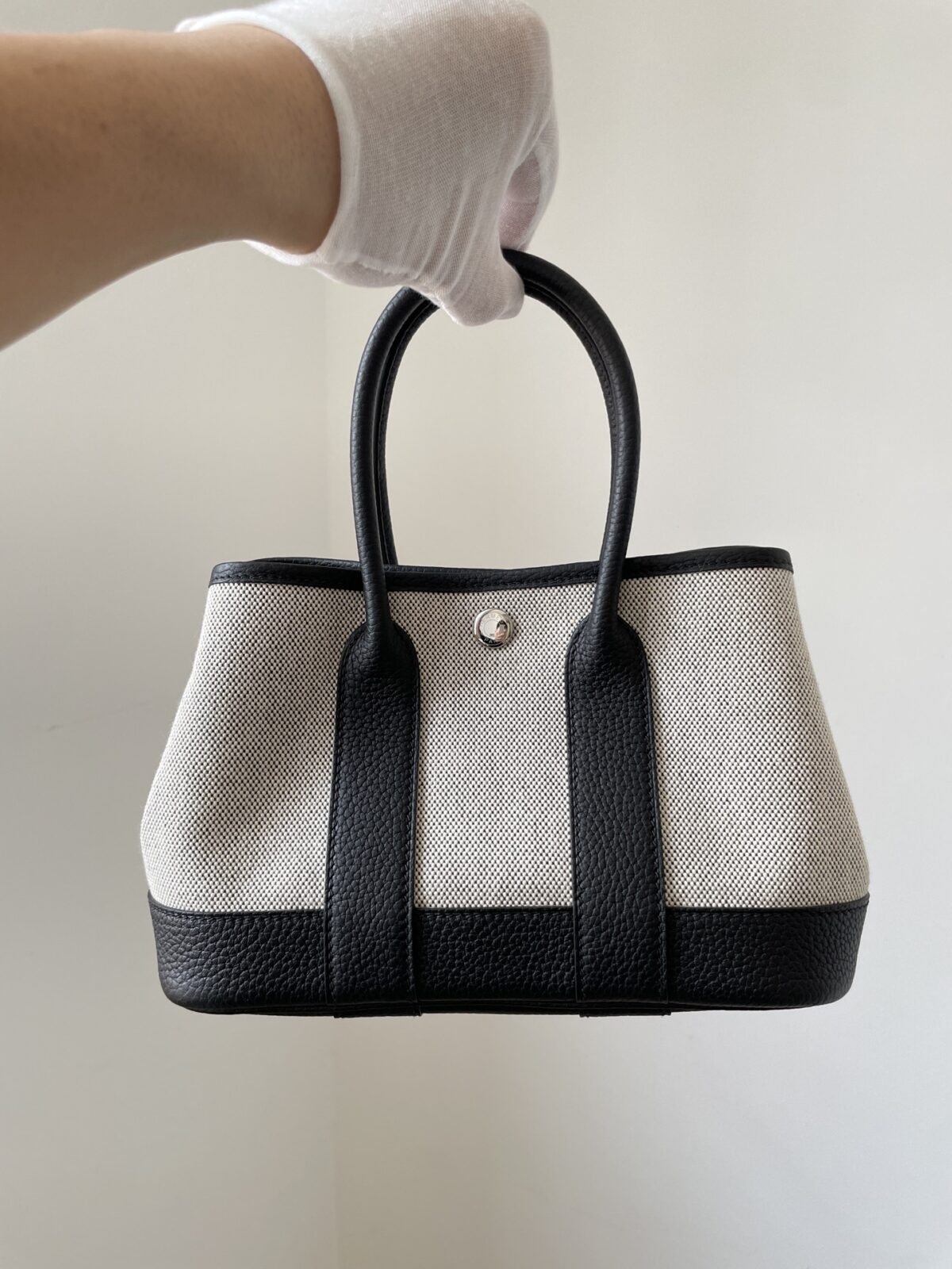 HERMES Garden Party NEO 23 Canvas and Leather Mini Tote Bag – Black/White (Panda) - Image 5