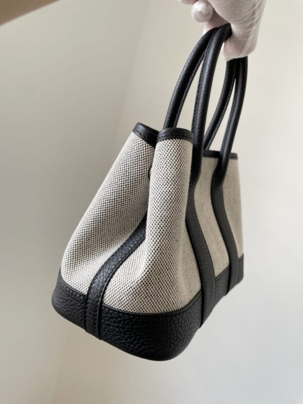 HERMES Garden Party NEO 23 Canvas and Leather Mini Tote Bag – Black/White (Panda) - Image 6