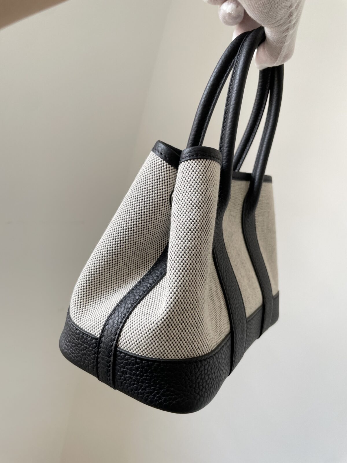 HERMES Garden Party NEO 23 Canvas and Leather Mini Tote Bag – Black/White (Panda) - Image 6