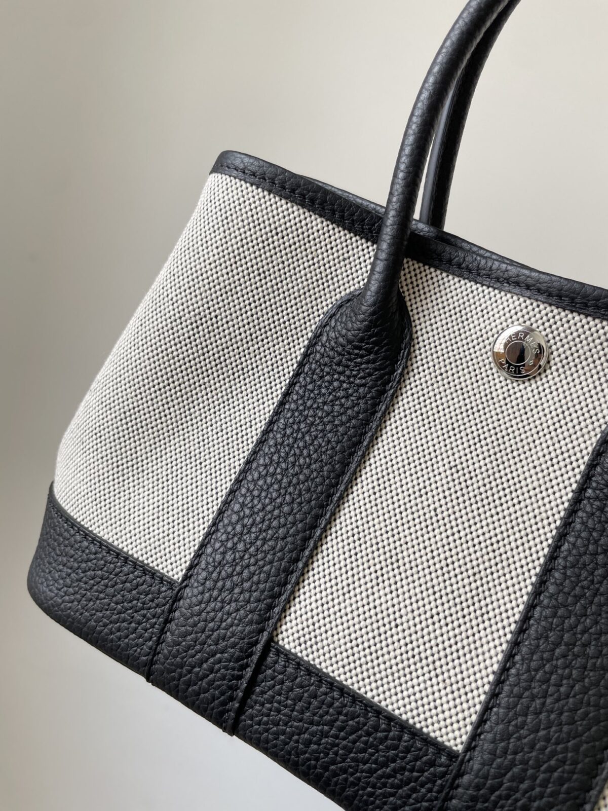 HERMES Garden Party NEO 23 Canvas and Leather Mini Tote Bag – Black/White (Panda) - Image 7