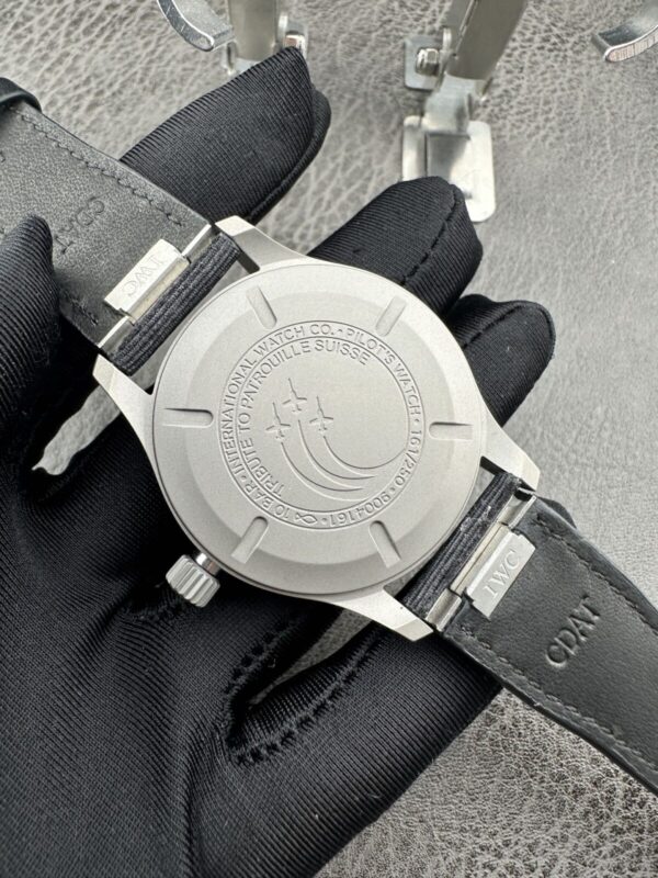IWC Pilot’s Watch Automatic Mechanical Movement 100M Water Resistant Unisex Swiss Watch 40mm Grey Dial Titanium Case Fabric Strap - Image 8