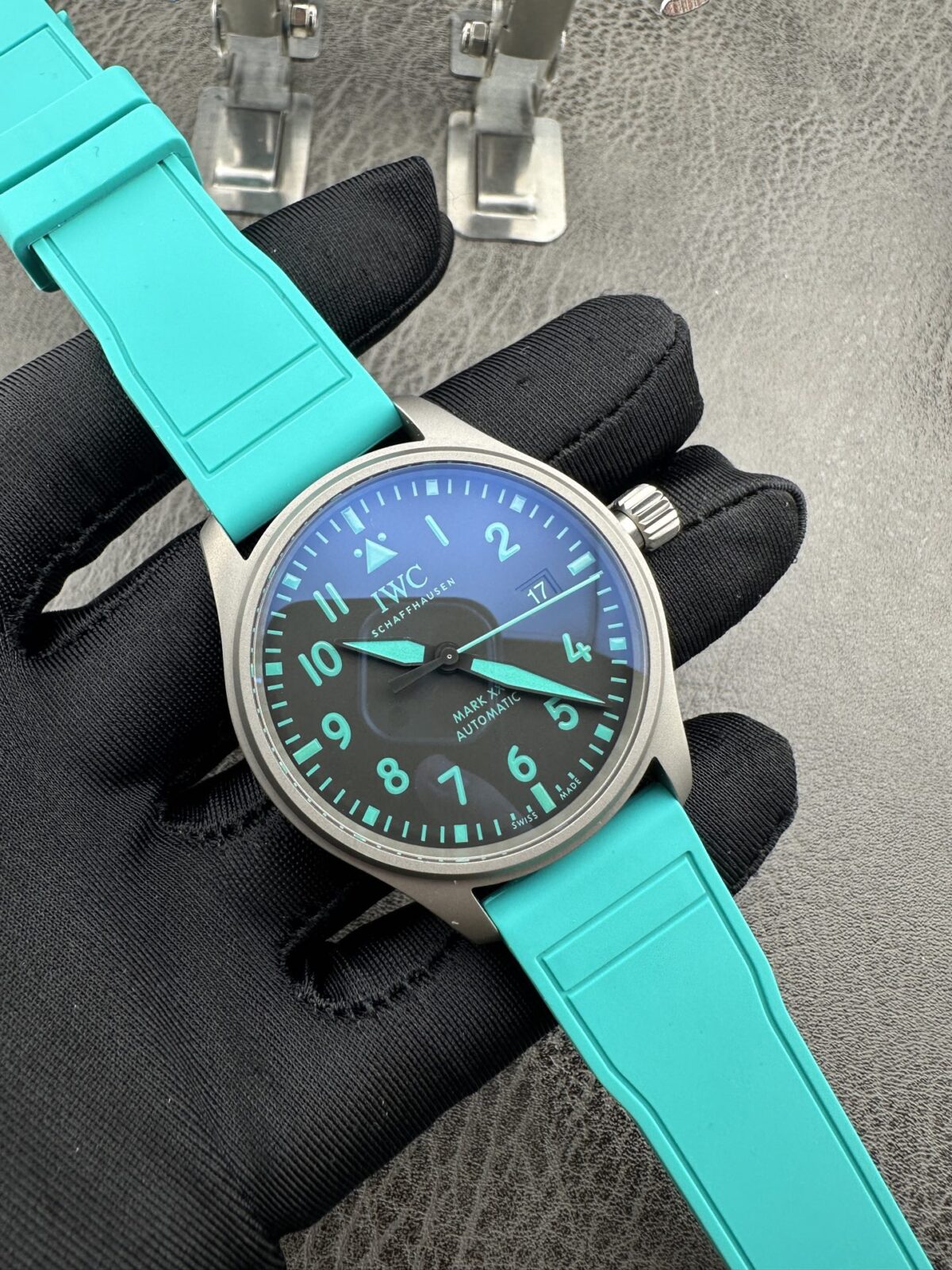 IWC Pilot’s Watch Mercedes-AMG Petronas Team Special Edition Automatic Mechanical Movement 100M Water Resistant Men’s Watch Swiss Watch 40mm Black Dial Titanium Case Rubber Strap - Image 2