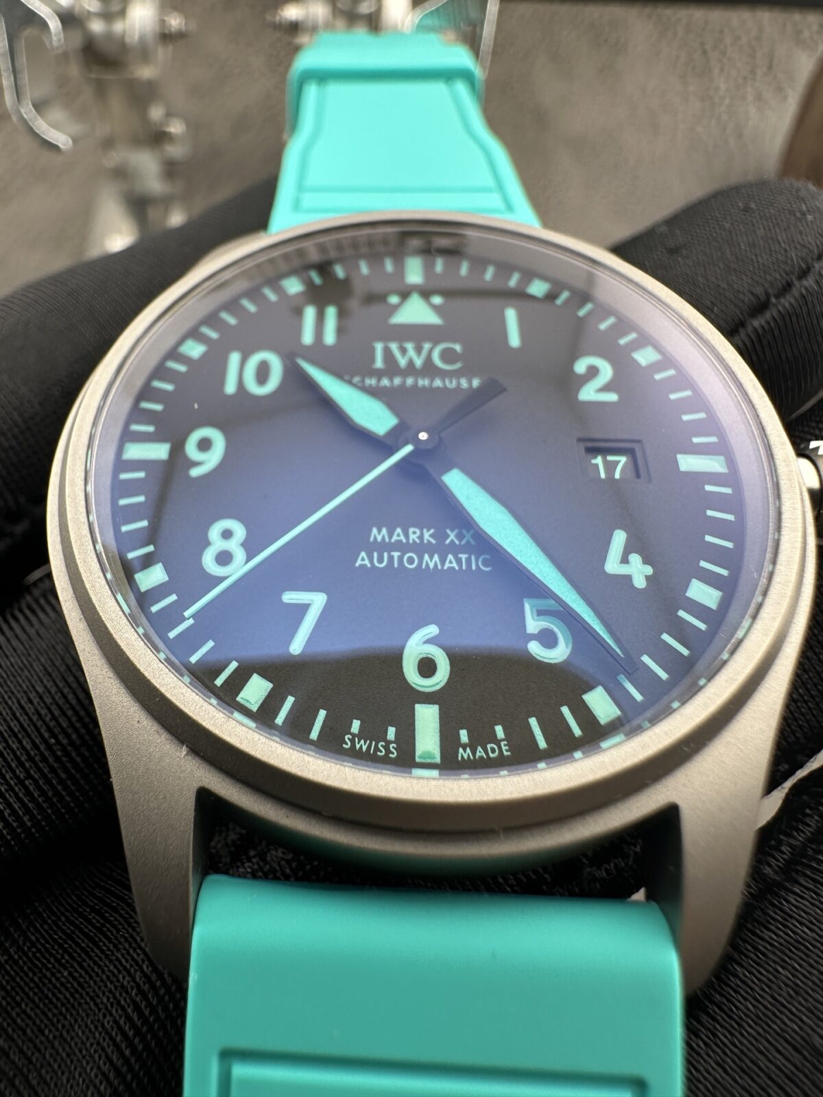 IWC Pilot’s Watch Mercedes-AMG Petronas Team Special Edition Automatic Mechanical Movement 100M Water Resistant Men’s Watch Swiss Watch 40mm Black Dial Titanium Case Rubber Strap - Image 5