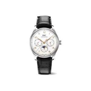 IWC Portuguese Automatic Mechanical Movement Transparent Back Date Function Business Men’s Watch Swiss Watch 42.4mm White Dial Stainless Steel Case Alligator Leather Strap