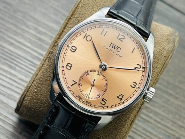 IWC Portuguese Automatic IW358313 Men's Watch 40.4mm Pink Dial Stainless Steel Case Leather Strap - Image 4
