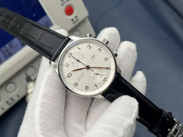 IWC Portuguese Chronograph 41mm White Dial Stainless Steel Case Leather Strap - Image 2