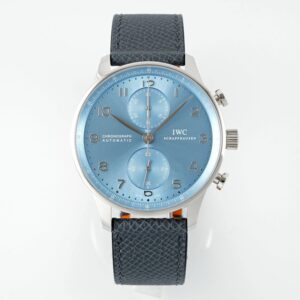 IWC Portuguese Automatic 41mm Blue Dial 18K White Gold Case Leather Strap