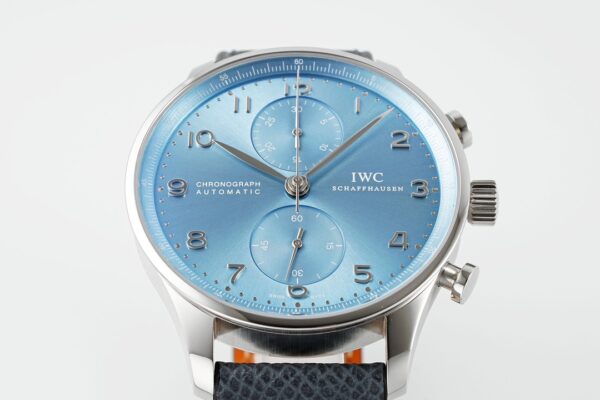 IWC Portuguese Automatic 41mm Blue Dial 18K White Gold Case Leather Strap - Image 3