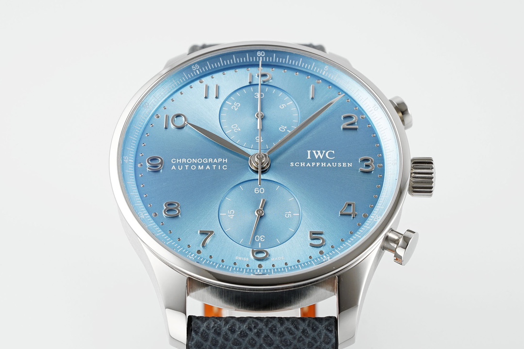 IWC Portuguese Automatic 41mm Blue Dial 18K White Gold Case Leather Strap - Image 3