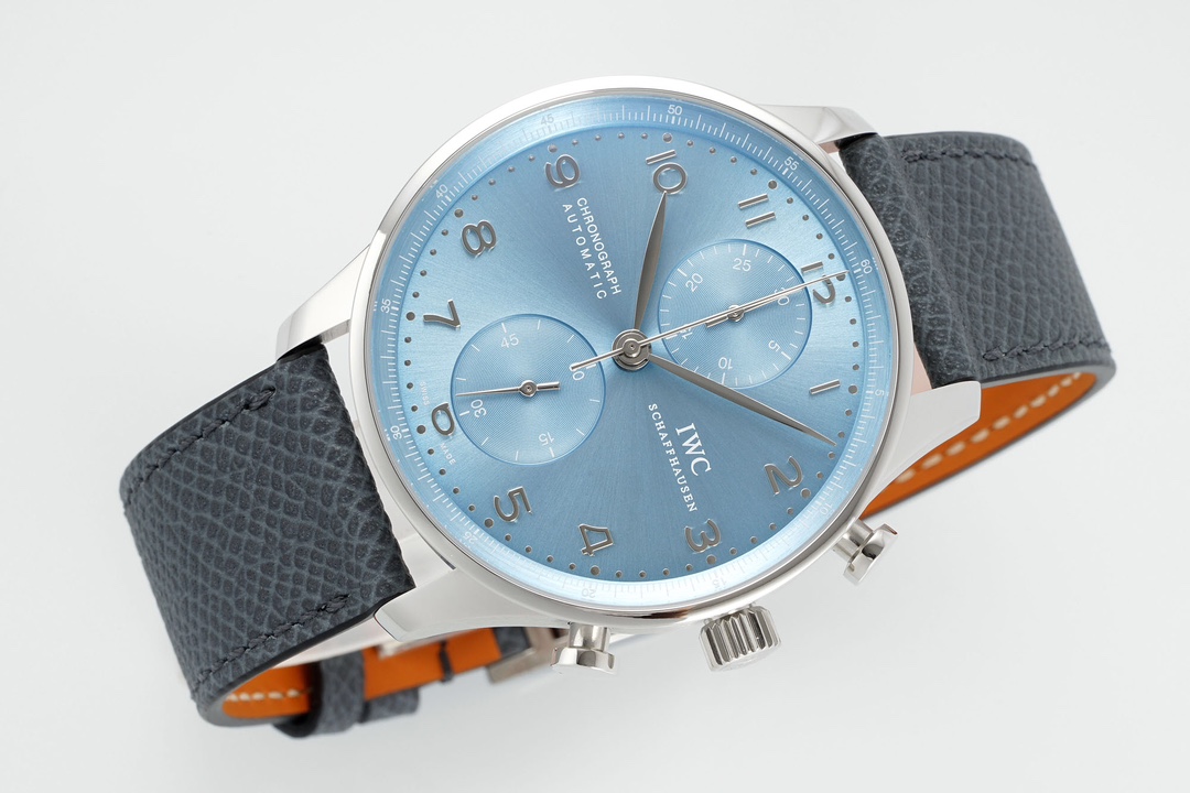 IWC Portuguese Automatic 41mm Blue Dial 18K White Gold Case Leather Strap - Image 4