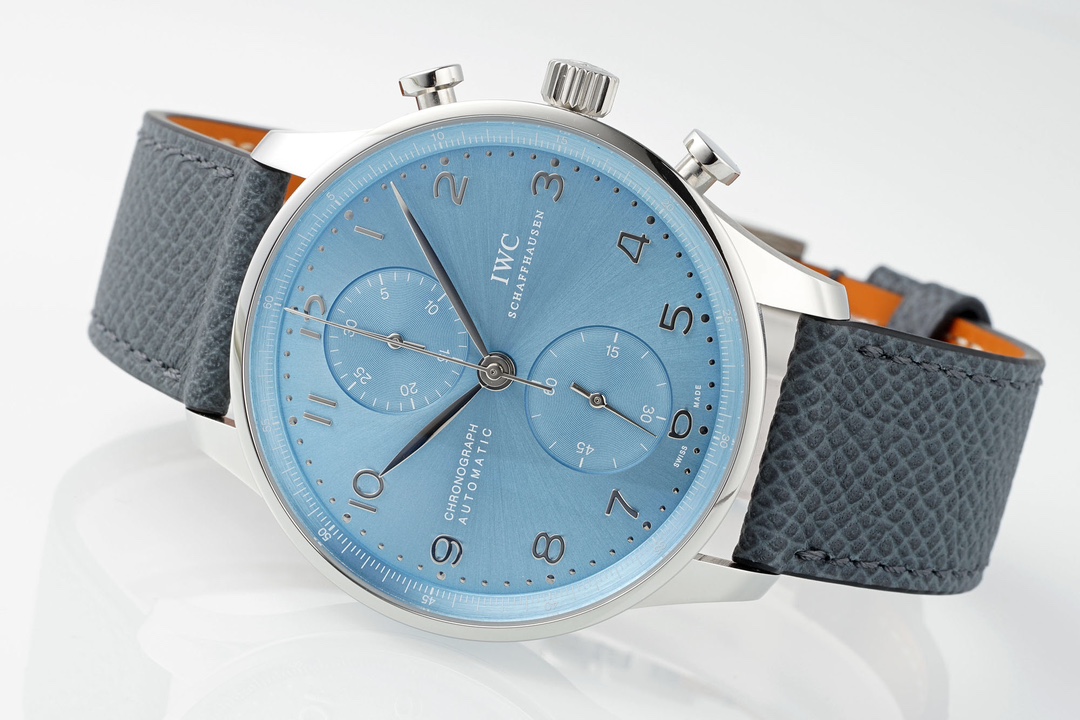 IWC Portuguese Automatic 41mm Blue Dial 18K White Gold Case Leather Strap - Image 7