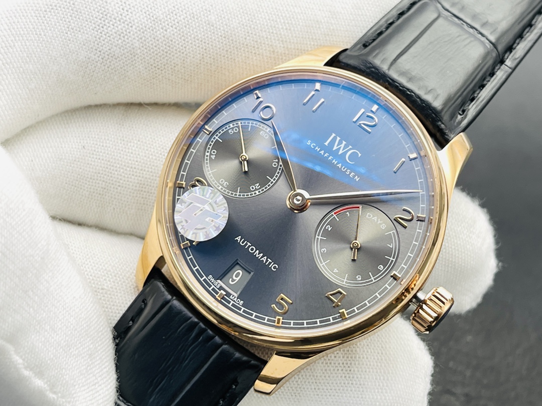 IWC Portuguese Automatic 42.3mm Grey Dial 18K Rose Gold Case Leather Strap - Image 4