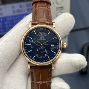 IWC Portofino Hand-Wound 8 Days 45mm Blue Dial 18K Rose Gold Watch