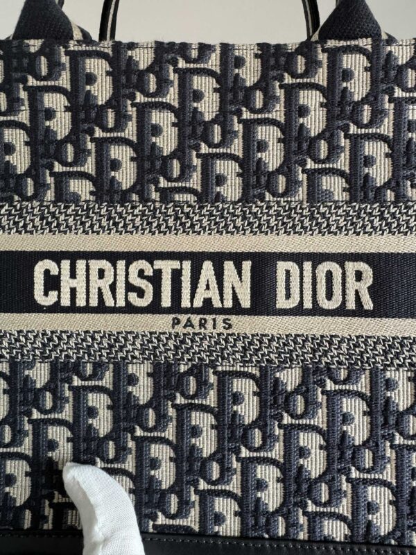Dior Book Tote Small Blue Oblique Embroidered Calfskin Bag - Image 11
