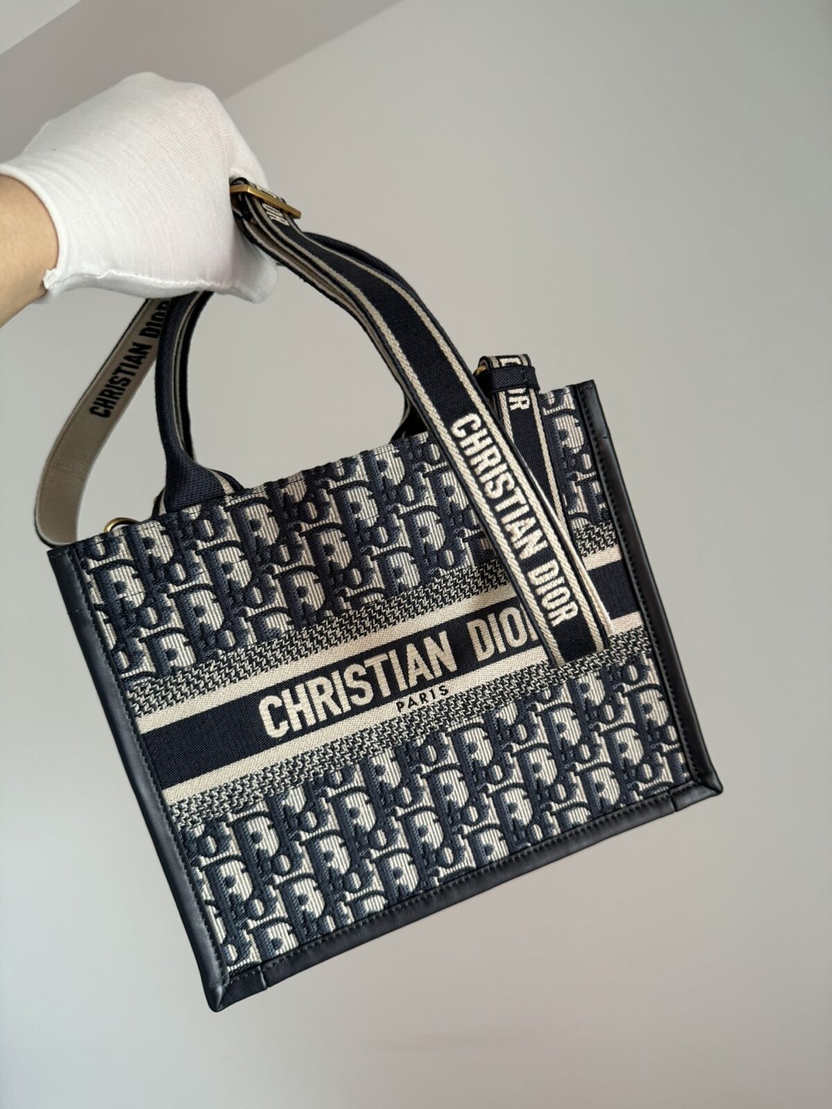 Dior Book Tote Small Blue Oblique Embroidered Calfskin Bag - Image 2