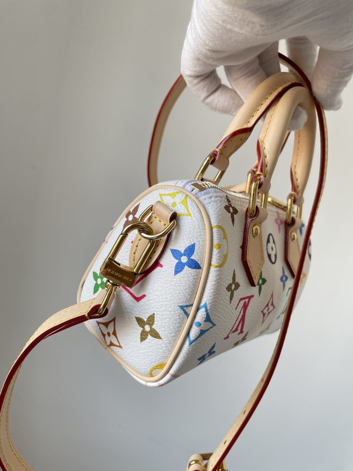 Louis Vuitton x Takashi Murakami Nano Speedy White Multicolor - Image 3