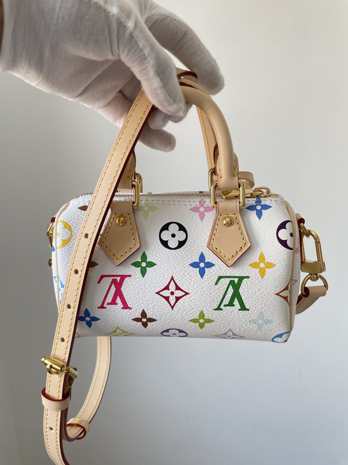 Louis Vuitton x Takashi Murakami Nano Speedy White Multicolor - Image 4